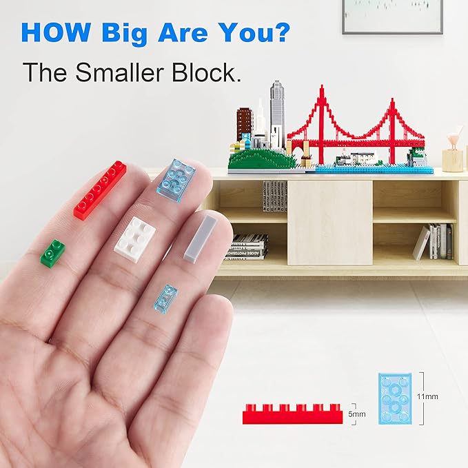 Micro Building Blocks Set for Adults San Francisco Golden Gate Bridge Architecture Skylines Model, Mini Bricks Toy Present for Kids 1610 PCS