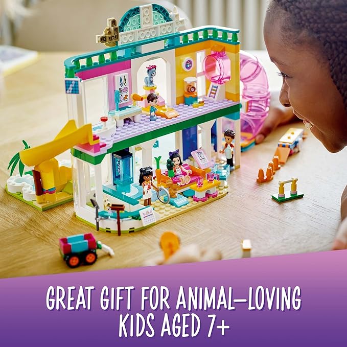LEGO Friends Pet Day-Care Center 41718 Animal Set, Heartlake City Toy, Birthday Gifts for Kids, Girls and Boys 7 Plus Years Old, with Doggy Figure & 3 Mini Dolls