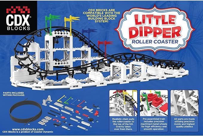 Little Dipper - 324 Pcs, Building Brick Set, Gravity Powered Roller Coaster Model, Promotes STEM Learning