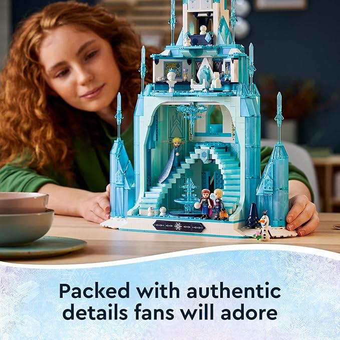 LEGO Disney Princess The Ice Castle Building Toy 43197 Disney Castle Kit to Build, Disney Gift Idea, Castle Toy for Kids Age 6+ Years Old with Frozen Anna and Elsa Mini Doll Figures and Olaf Figure
