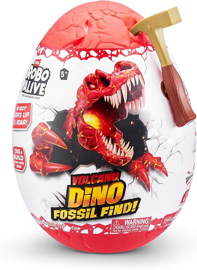 Robo Alive Volcano Dino Fossil Find Stegosaurus by ZURU Boys Age 5+ Dig and Discover, STEM -Excavate Prehistoric Fossils, Educational Toys, Great Science Kit Gift (Stegosaurus)