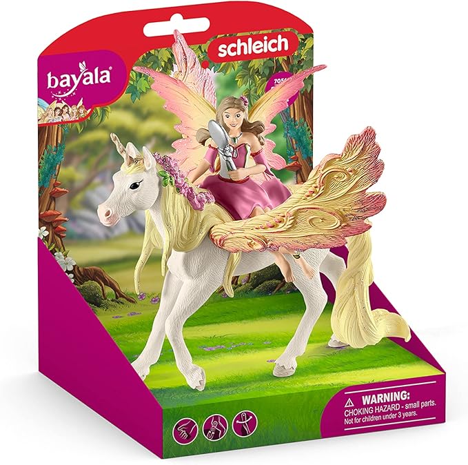 Schleich bayala Fairy Feya and Pegasus Unicorn Figurine Playset - Realistic Enchanting Fantasy Magical Fairy and Unicorn Figurine Imagination Playtime Toy Set for Boys and Girls, Gift for Kids Age 5+