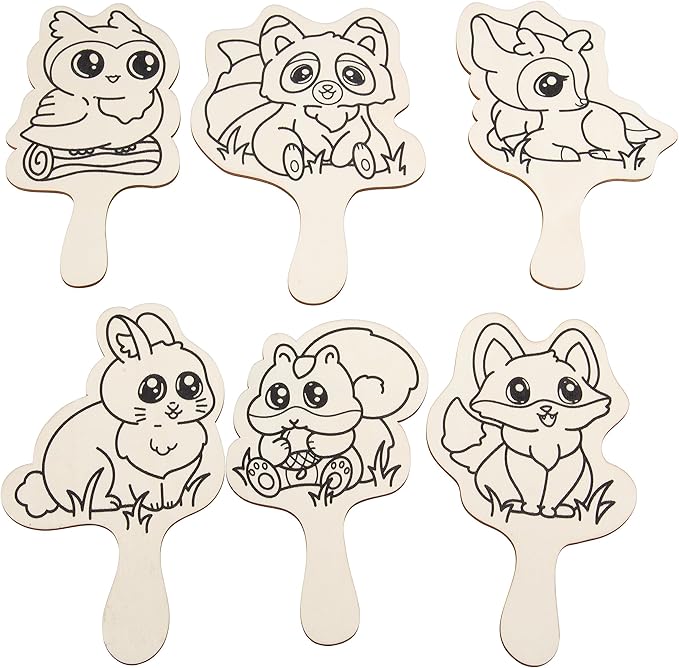 Paint Your Own Mirror Kids Party Craft Kits(12 Forest Friends Wood Mirrors w Paints)-Each Kit Has its Own Brush, Paint, & Project-Fun, Unique Birthday Favors, Valentines Classroom School Activity Gift