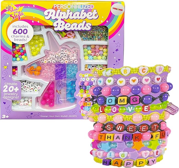 Lreyrous Colorful Letters Beaded Personalized Bracelet Toy Making kit 600PCS, Educational DIY Creative, Girls Party Birthday Gift for Children Over 6 Years Old