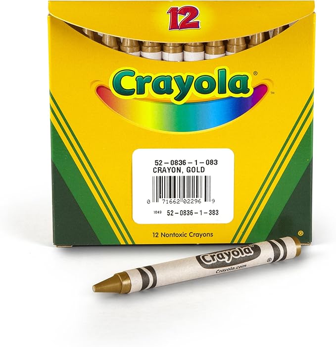Crayola Crayons, Gold, Single Color Crayon Refill, 12 Count Bulk Crayons, School Supplies
