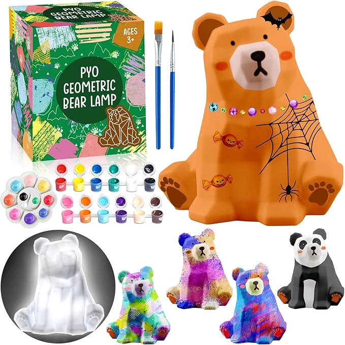 FUNZBO Paint Your Own Bear Lamp Kit - Arts and Crafts for Kids Ages 8-12, Art Supplies for Kids 6-8, Painting Kits for Kids Ages 4-8, Toys for Ages 8-13 Girls Boys Teens Birthday Gift