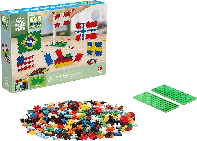 PLUS PLUS - Learn to Build - Flags of The World - 500 Pieces, Construction Building Stem/Steam Toy, Interlocking Mini Puzzle Blocks for Kids
