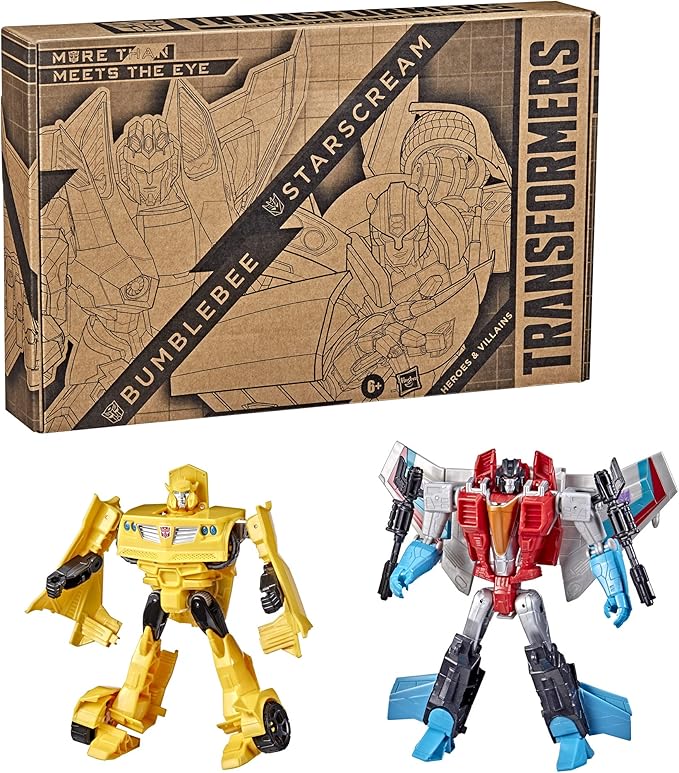 Transformers Toys Heroes and Villains Bumblebee and Starscream 2-Pack Action Figures - for Kids Ages 6 and Up, 7-inch (Amazon Exclusive)