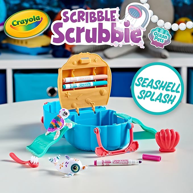 Crayola Scribble Scrubbie Pets, Ocean Animals Playset, Color & Wash Creative Toy, Gift for Kids, Age 3, 4, 5, 6