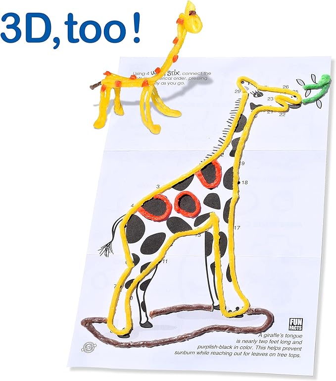 WIKKI STIX Animal Activity Pak - Features 12 Zoo Animals with Hands-on Activity and Fun Fact on Each, Made in The USA! Multiple Colors !