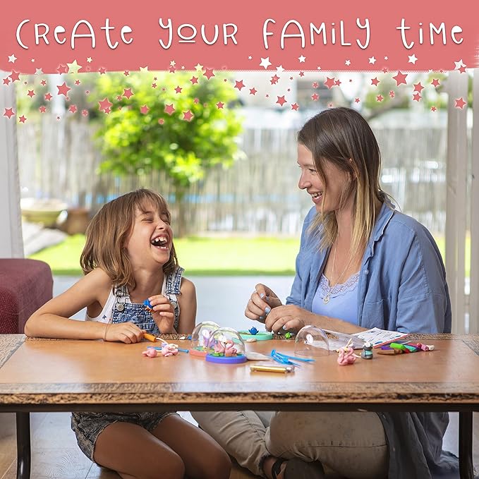 Snow Globe Making Kit for Kids - Make Your Own Snow Globes for Girls w/ 4 DIY Snowglobe, 5 Figures, 20 Packs of Modeling Clay for Kids for Sculpting - Arts and Crafts for Girls & Boys 8-12-4-8