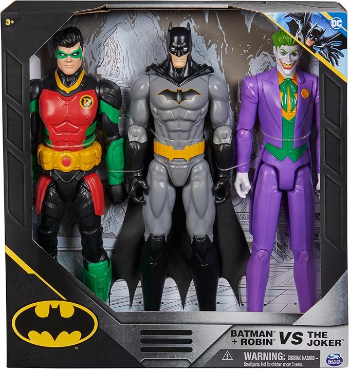 DC Comics, Batman Team Up 3-Pack, The Joker, Robin 12-inch Figures, Collectible Super Hero Kids Toys for Boys & Girls