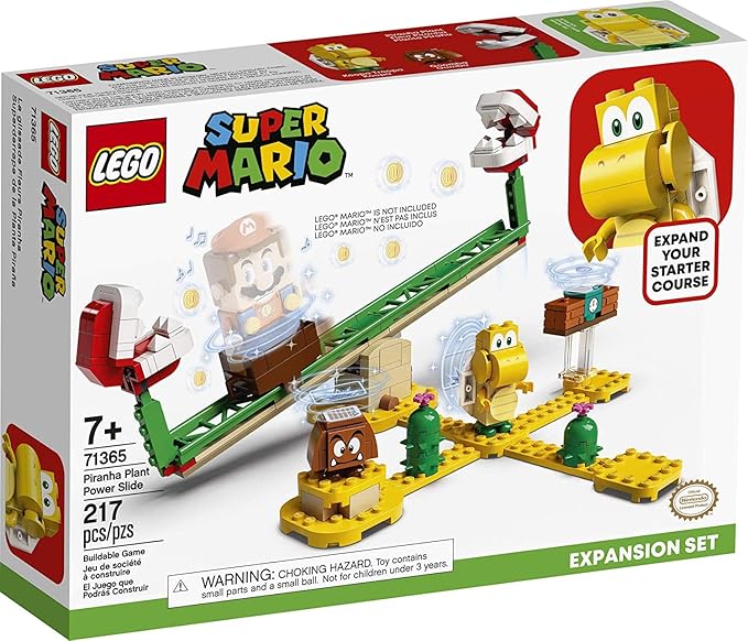 LEGO Super Mario Piranha Plant Power Slide Expansion Set 71365; Building Kit for Kids to Combine with The Super Mario Adventures with Mario Starter Course (71360) Playset (217 Pieces)
