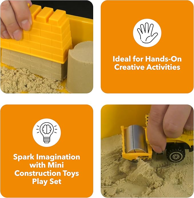 Construction Sandbox Toys for Kids with 2 lbs Play Sund, Bulldozer, and Figures -Tractor Sand Playset - Children Toys 3-5 Boys, Farm Sand Play Set, Indoor Sand Toy, Mini Construction Toys