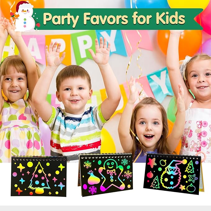 ZMLM Rainbow Scratch Party Favors Kids: Birthday Gifts Toy Bulk Scratch Art Notebook 48 Pack Scratch Paper Birthday Party Favor Girls Boys Art Craft Kit Scratch Pads Classroom Prizes