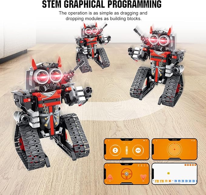Remote Control Robot Building Kit for Boys 6-12, 3-in-1 STEM Remote & APP Controlled Coding Gear Robot/Tank/RC Car, 419 Pcs Science Learning Educational Building Blocks Toy Set Gift for Kids