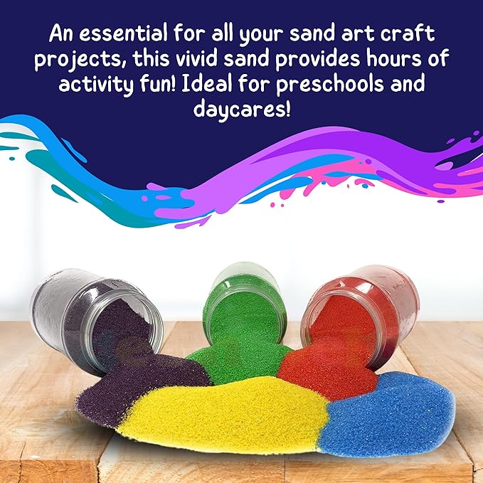 4E's Novelty 16.5 Pound Colored Sand for Sand Art - 12 Colors 22 oz Each, with Storage Container Non-Toxic Craft Sand with Bottles for Kids Sandbox Play, Decorative Colored for Wedding