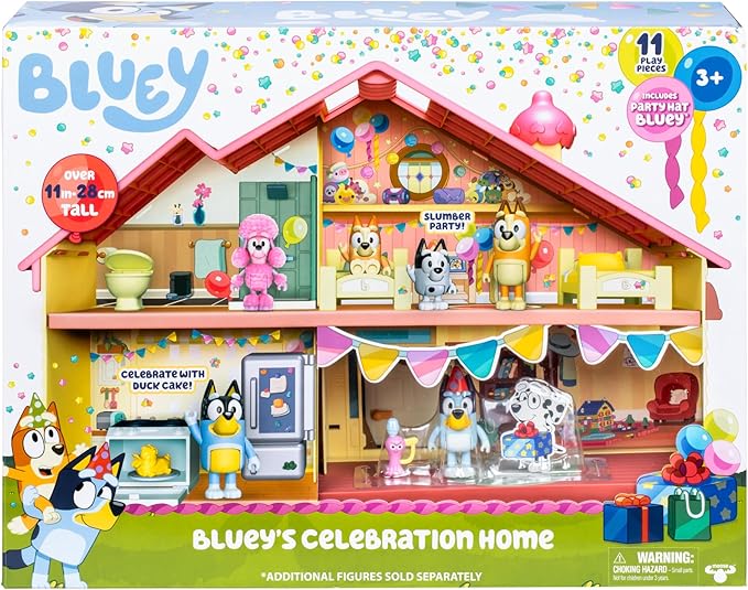 Bluey Celebration Home, Help Celebrate Birthday, with 11 Play Pieces of Removable Furniture and Accessories, Plus 1 Exclusive 2.5 Inch Figure