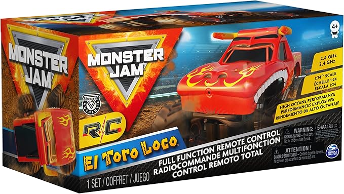 Monster Jam, Official El Toro Loco Remote Control Monster Truck for Boys and Girls, 1:24 Scale, 2.4 GHz, Kids Toys for Ages 4-6+