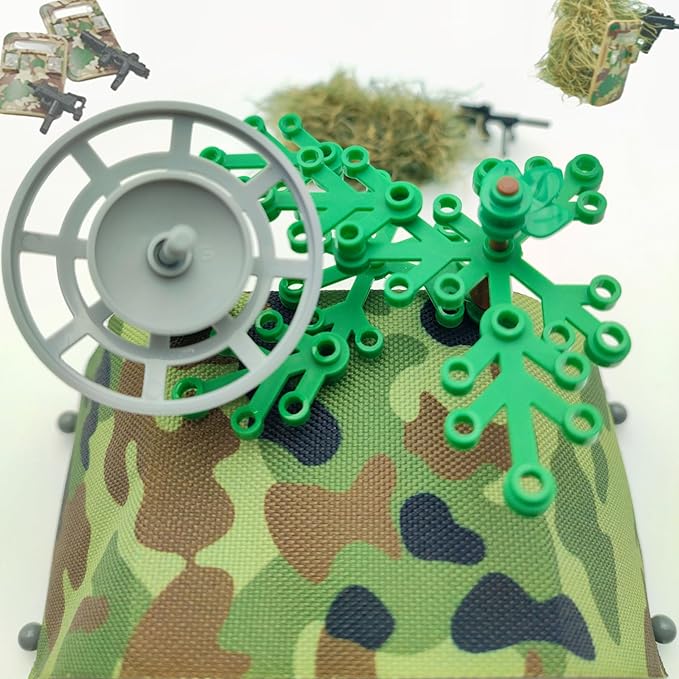 ZHX Modern Military Building Block Toys Camouflage Tent Command Center Army Weapon Shield Accessories with Sentry Guard Tower Set Compatible with Classic Bricks for Kids Age 8 10 12 14 Years