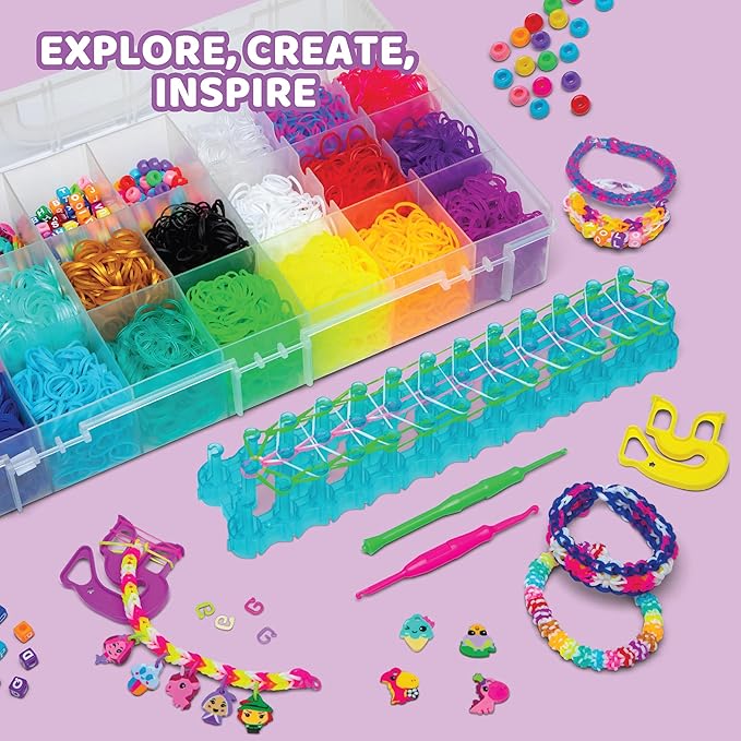 Rainbow Loom® Loomi-Pals™ MEGA Set, Features 60 Cute Assorted LP Charms, The New RL2.0, Happy Looms, Hooks, Alpha & Pony Beads, 5600 Colorful Bands All in a Carrying Case for Boys and Girls 7+