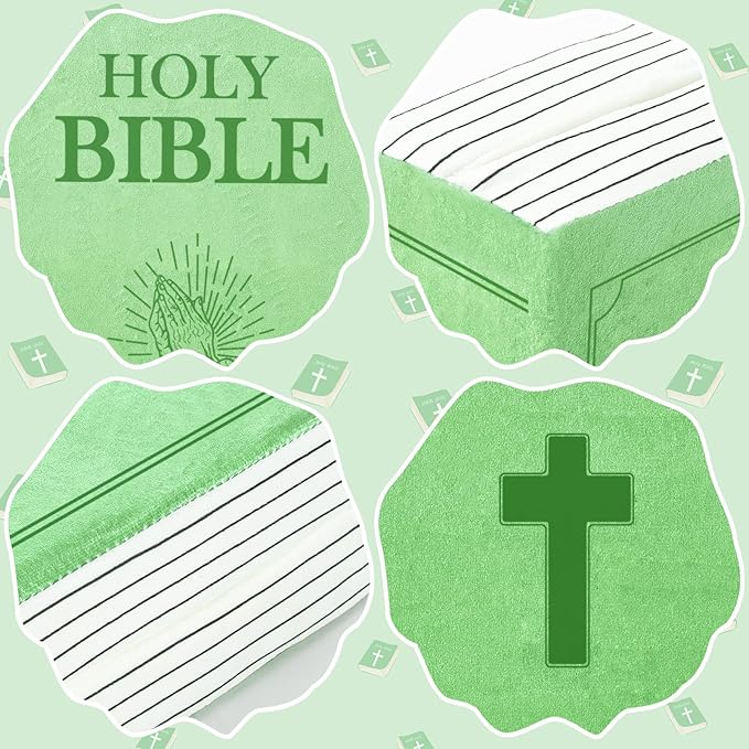 Children's Cartoon Plush Toy Throw Pillows, Christmas holiday Bible Book Pillow that Opens, Home Aesthetic Room Decorative Pillow, Kids Pillow, for Bedroom Sofa Cushion Chair Couch Bed (Green)