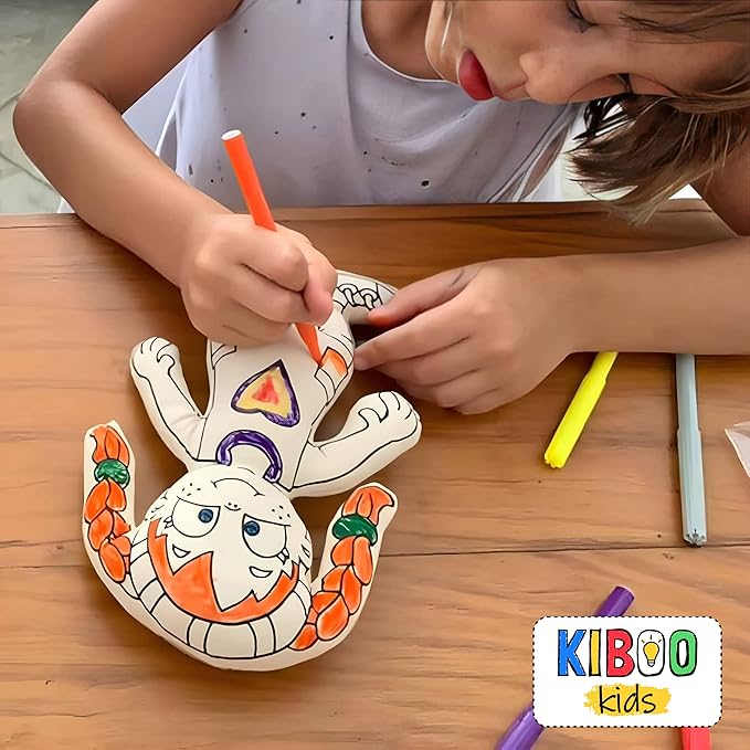 Color Your Doll - Washable Art Toy with Mini Doll Backpack and Markers - Educational Craft for Creative Play (Girl Doll with Braids)