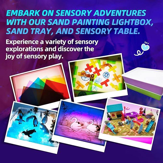 Light Table for Kids Manipulative | Sand Painting Light Box | Kids Light Table | Light Table Toys | Light Up Table for Kids | Sensory Light Table Accesories|3 Modes,10-Level Dimming16"(Blue)