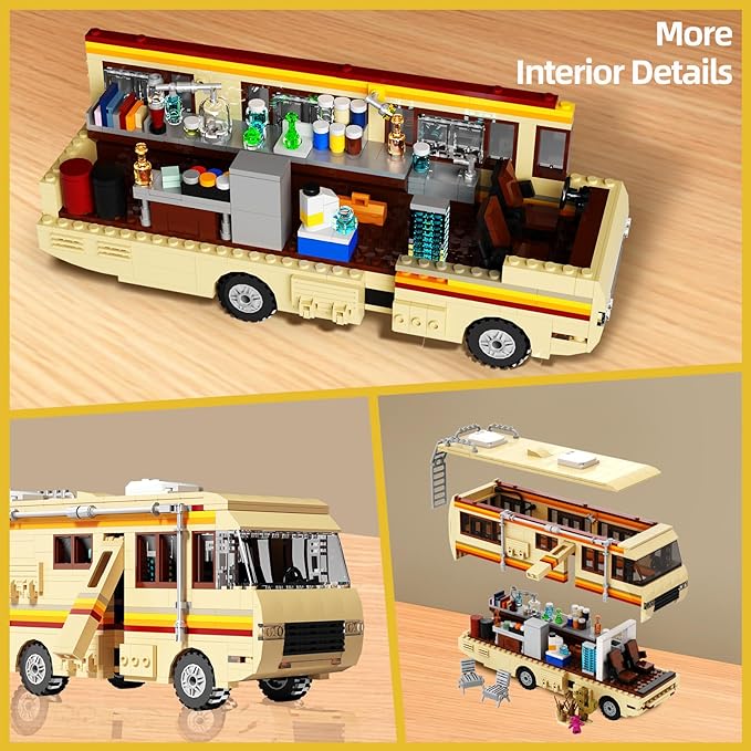 Breaking Merchandise Bad Car Building Blocks,Creative Breaking RV Model Bad Camper Van Building Bricks Kit for Gifts, Educational DIY Building Set for Teens & Adults (746PCS)
