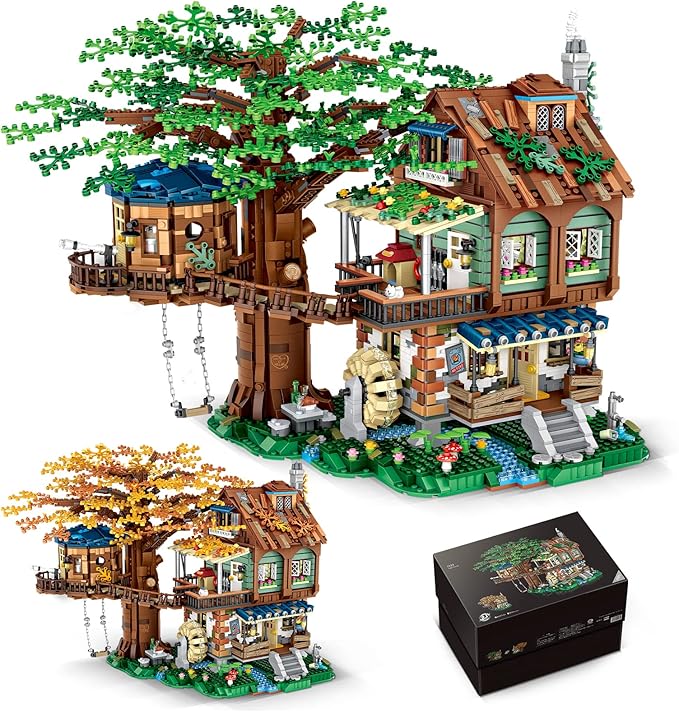 Idea Tree House Bricks Model Toys Set, Forest House Building Blocks Street View Sets, for Adults Ages 14+ Tree House Display 4761 PCS（Not Compatible with Lego Set ）