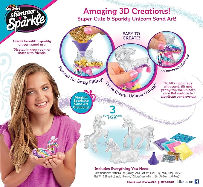 Shimmer ’n Sparkle Sparkling Unicorn Sand Art Kit for Kids for Ages 6 and Up