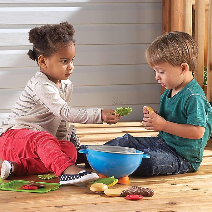 Learning Resources New Sprouts Grill It! Barbecue Set - 22 Piece Set, Ages 18+ Months Toddler Learning Toys, Preschool Toys, Pretend Play Food, Outdoor Play Food Toys