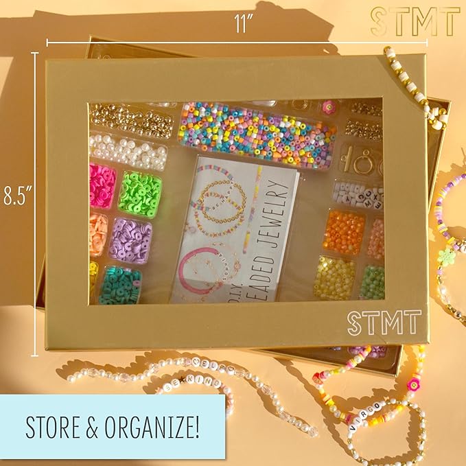 STMT DIY Beaded Jewelry, Makes 15 Premium Jewelry Pieces, Quality Bracelet Making Kit, Features Letter Beads for Bracelets, Enameled Bracelet Charms, Jewelry Making Supplies, Great Teen Girl Gifts