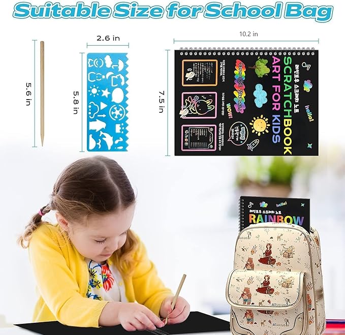 Smasiagon Scratch Paper Art-Crafts Kits for Kids, 2 Pack Scratch Off Notebooks Magic DIY Art Supplies Toys for 3-12 Years Old Girls Boys, Favors Gifts for Birthday Valentines Easter Party Games