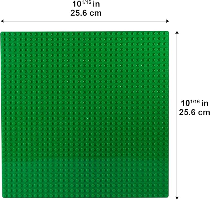 Apostrophe Games Building Blocks Base Plates Compatible with All Major Brands – (6-Pack - 2 Green, 2 Blue, 2 Gray) 10-1/16" x 10-1/16" Inches Baseplate for Building Bricks – Durable and Sturdy