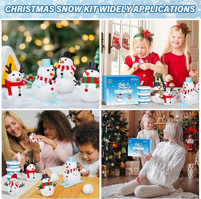 EOBOH 48 Pack Christmas Snowman Craft Kit, DIY Snowman Crafts for Kids, Build a Snowman Kit Indoor Decor, Creative Air Dry Modeling Clay, Xmas Snowman Making Kit Gift Toys for Holiday Party Supplies