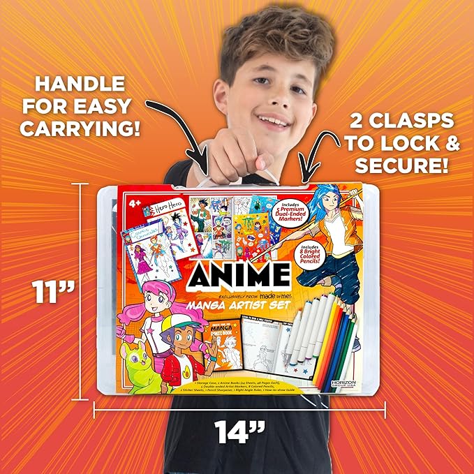 Made By Me Manga Artist Set, How to Draw Anime, Create 2 Comic Books, Great Gifts for Anime Enthusiasts, Awesome Art Kit, Drawing Kit Arts & Crafts for Kids, Great Addition to Anime Collection