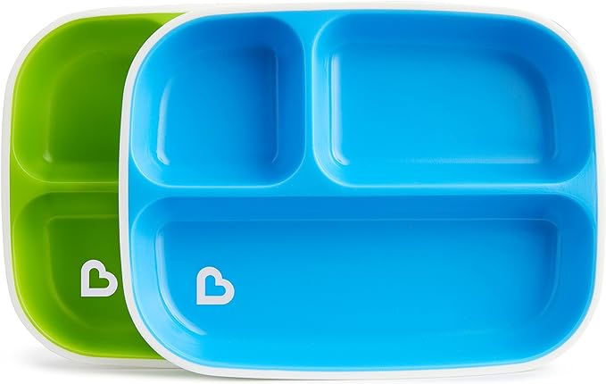 Munchkin® Splash™ 4 Piece Toddler Divided Plate and Bowl Dining Set, Blue/Green