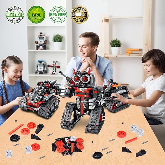 Remote Control Robot Building Kit for Boys 6-12, 3-in-1 STEM Remote & APP Controlled Coding Gear Robot/Tank/RC Car, 419 Pcs Science Learning Educational Building Blocks Toy Set Gift for Kids