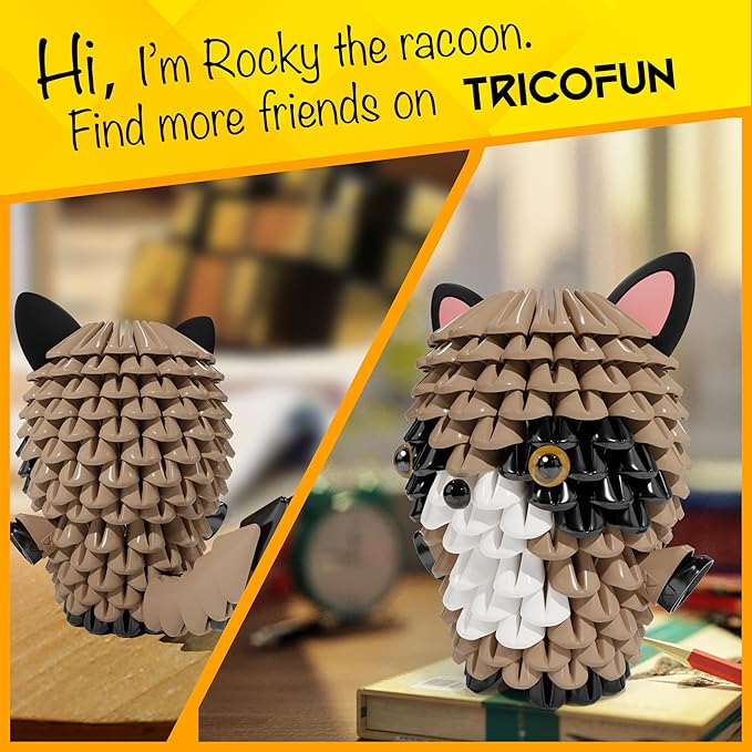 Creative Soft Building Blocks, Cute Animal kit Assembling Building Toys Gifts for Kids and 6+ Interactive Building Toy for Kids, Boys, and Girls (1102-RACOON)