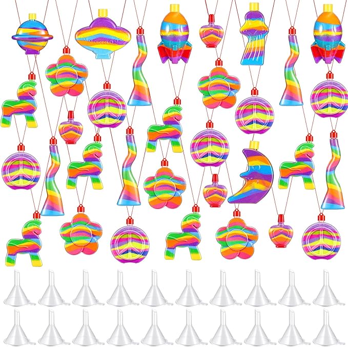 Libima 80 Pcs Sand Art Necklaces for Kids Bulk Sand Art Bottle, Colored Sand for Crafts Create Your Own Sand Art Sets for DIY Craft Making Classroom Activities Party Favors, Without Sand