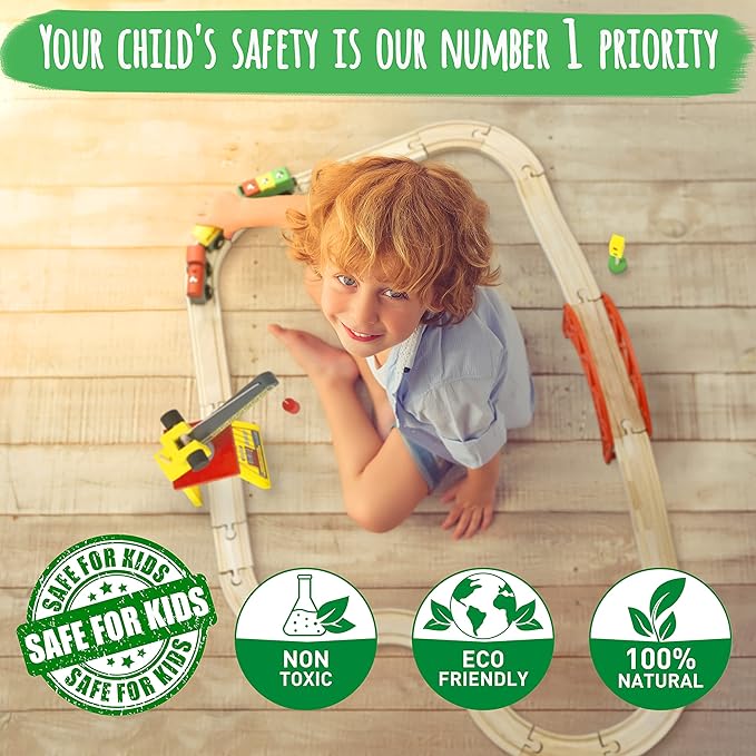 Wooden Train Sets for Boys 2-4-7 – 38 Pcs Wood Train Set for Toddlers w/Crane, Bridge & Wooden Train Tracks – Train Toys for 3 Year Old Boys & Girls – Fits Thomas Brio IKEA Melissa and Doug