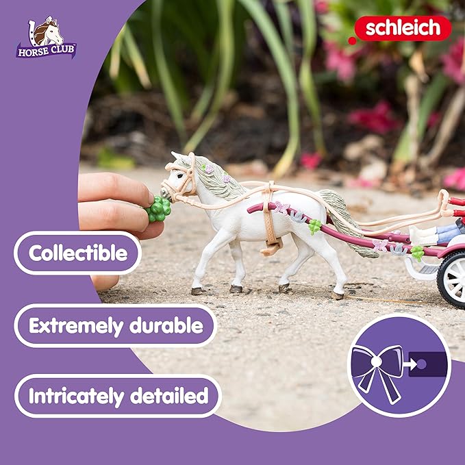 Schleich Horse Club — 32-Piece Carriage Ride with Picnic Playset, Horse and Carriage Toy Set with Doll, Stocked Picnic Basket and Accessories, Horse Toys for Girls & Boys Ages 5+