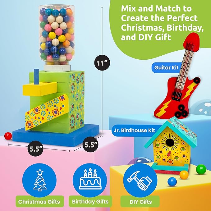 DIY Wood Building Kits, STEM Woodworking Kit for Kids, Creative Fun Craft Projects, Great Gift for Boys & Girls (Candy Dispenser, 1-Pack)