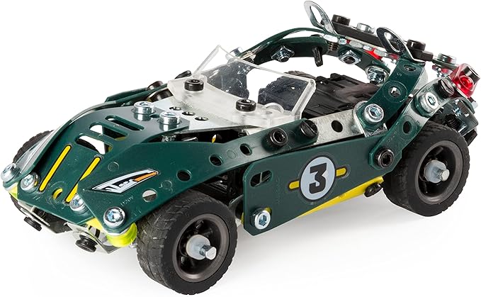 Meccano by Erector 5 in 1 Roadster Pull Back Car Building Kit, STEM Engineering Education Toy for Ages 8 and up
