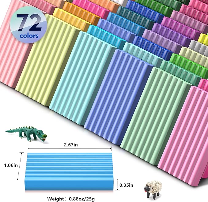 Aestd-ST Polymer Clay 72 Colors, Modeling Clay for Kids, Non-Sticky Easy to Shape Oven Bake Clay with Sculpting Tools, Holiday Gift for Kids and Artists.