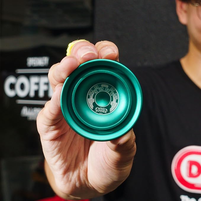 Duncan Toys Windrunner Yo-Yo [Red with Blue and Gold Splash] - Unresponsive Pro Level Aluminum Yo-Yo with Double Rim, Concave Bearing, SG Sticker Response