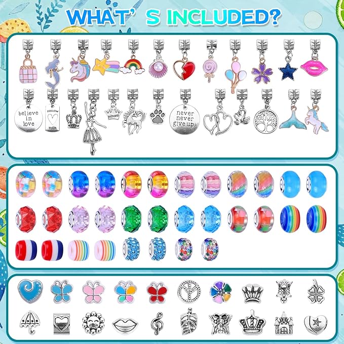 VICTLOV Charm Bracelet Making Kit, DIY Craft for Girls, Unicorn/Mermaid Crafts Gifts Set for Arts and Crafts for Girls Teens Ages 5-12