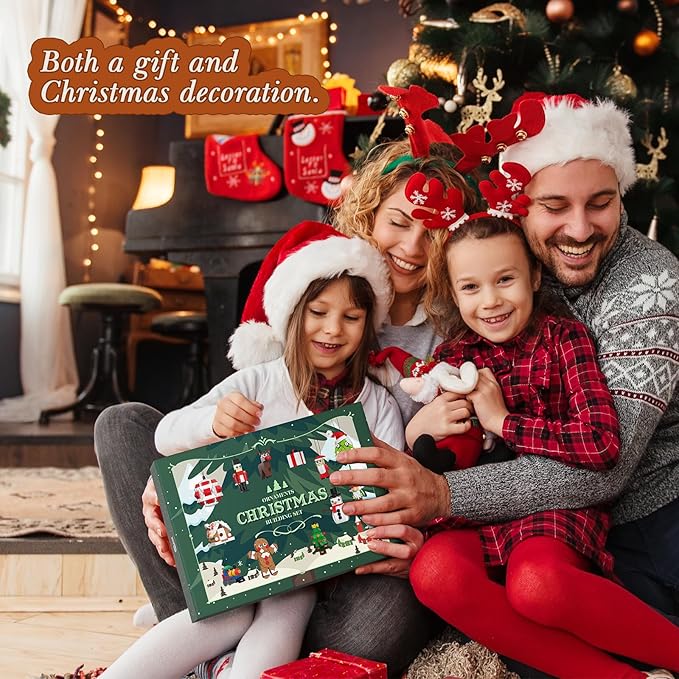 DreamCreators Christmas Ornaments Building Block with Strings for Christmas Tree 2024 New Sets,12 Pack Xmas Hanging Decorating Toys for Kids 6-12 Festival Pendants Holiday Favor Buildable Kits