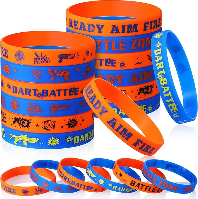 36 pcs Dart Battle Party Favor Dart Gun Themed Birthday Party Silicone Rubber Bracelet Wristbands Wars Gun Birthday Party Favor